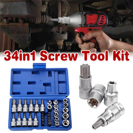 34 in 1 Screw Combination Tool Multi Function Screwdriver Repair Kit Household