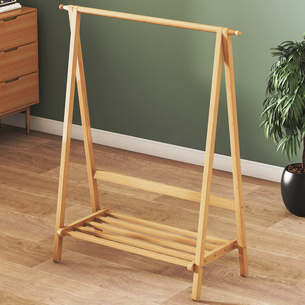 Bamboo Floor Standing Coat Rack Durable Space Saving for Bedroom Entryway Use