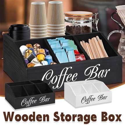Wooden Coffee Capsule Storage Box Desktop Tea Bag Rack Organizer for Counter