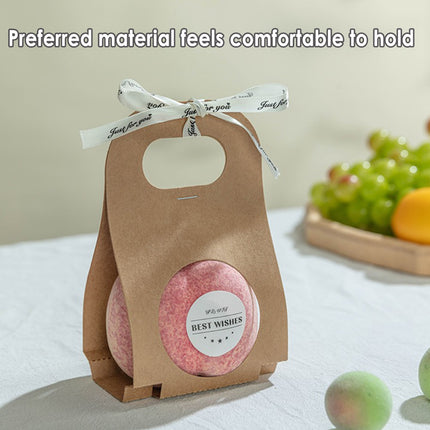 50PCS Kraft Paper Packaging Box Fruit Gift Bag Single Double Handle for Party