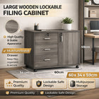 Large Wooden Office Cabinet with Drawers Lockable Spacious Home Filing Storage