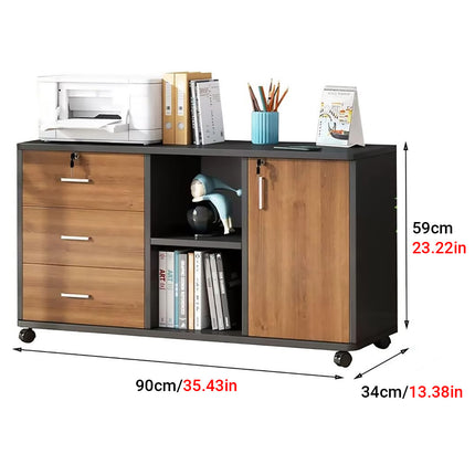 Large Wooden File Cabinet Lockable Office Storage Home Filing Bookcase Storage