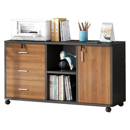 Large Wooden File Cabinet Lockable Office Storage Home Filing Bookcase Storage