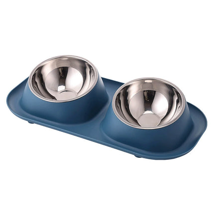 Pet Food Bowls Double Stainless Steel Cat Dog Feeding Bowls Non Slip Easy Clean