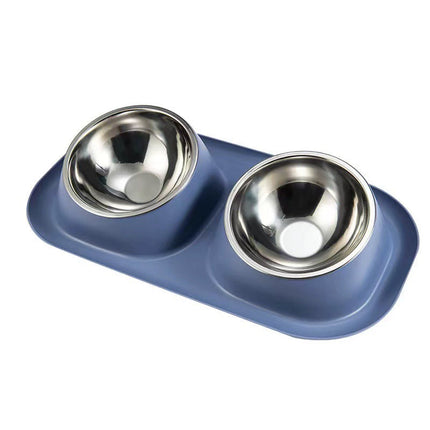 Pet Food Bowls Double Stainless Steel Cat Dog Feeding Bowls Non Slip Easy Clean