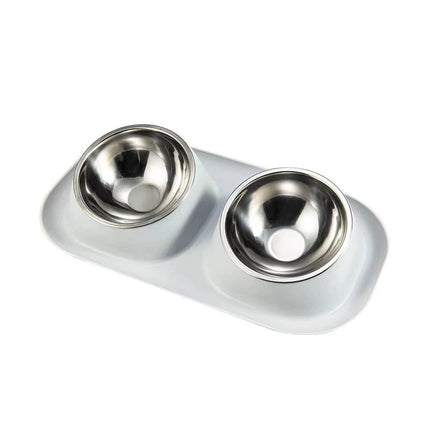 Pet Food Bowls Double Stainless Steel Cat Dog Feeding Bowls Non Slip Easy Clean