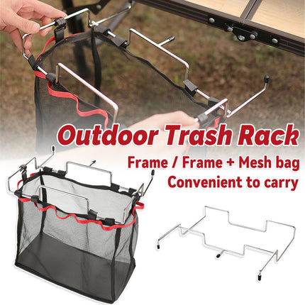 Portable Foldable Stainless Steel Trash Rack for Outdoor Camping Picnic Use