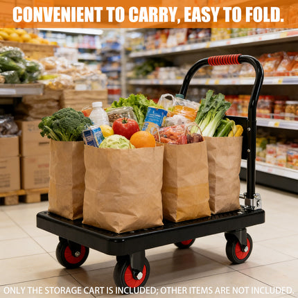 Folding Flatbed Trolley Cart 72x48cm Silent Wheels for Warehouse Home Use