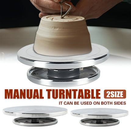 Ceramic Manual Turntable Aluminum Alloy Revolving Stand Double-Sided Usable
