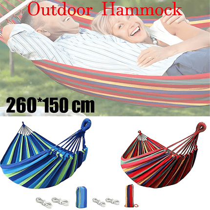 Outdoor Double Hammock Bed Swinging Camping Hanging Tree Strap Hook Mel Au