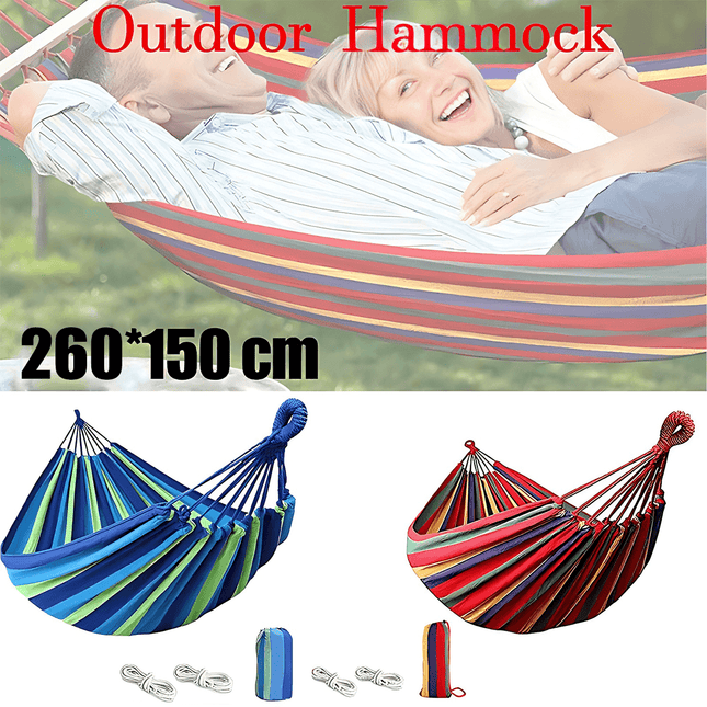 Outdoor Double Hammock Bed Swinging Camping Hanging Tree Strap Hook Mel Au