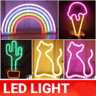Led Rainbow Neon Sign Lights Bedside Night Light Lamp Kids Room Home Wall Decor