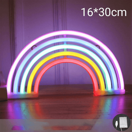 Led Rainbow Neon Sign Lights Bedside Night Light Lamp Kids Room Home Wall Decor