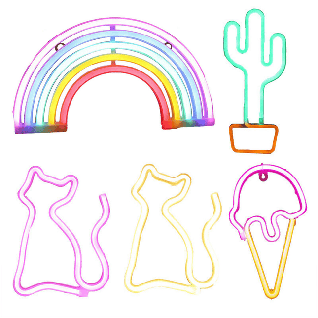 Led Rainbow Neon Sign Lights Bedside Night Light Lamp Kids Room Home Wall Decor