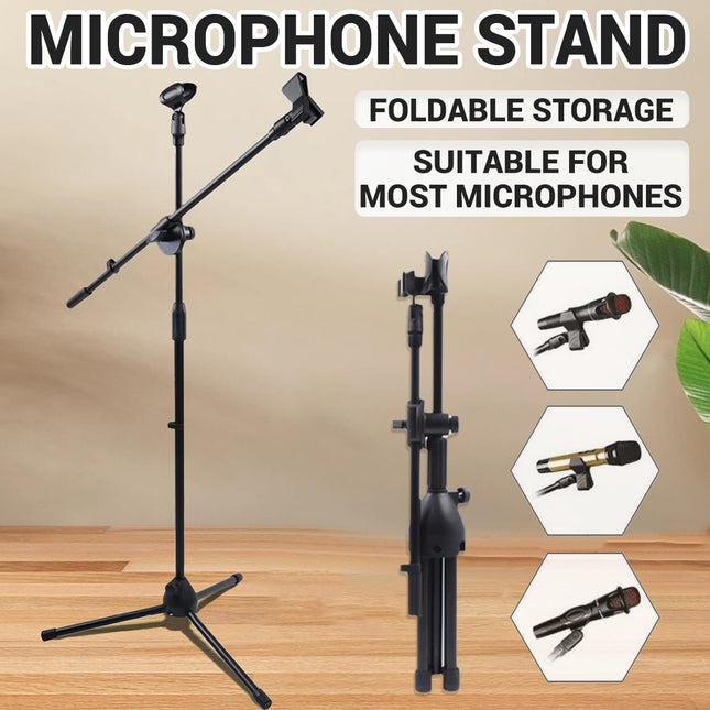 Foldable Adjustable Microphone Tripod Stand Durable NonSlip Stage Studio Karaoke