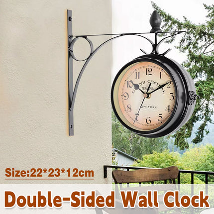 Vintage Outdoor Bracket Clock Garden Station Wall Clock Double Sided Clock