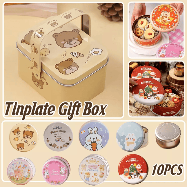 10PCS Cookie Tin Box Metal Biscuit Gift Box Candy Packaging Dragon Year Baking