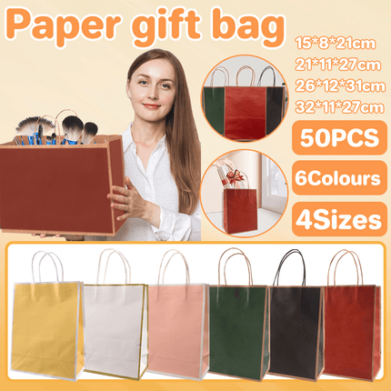 Gift Kraft Paper Bags for Packaging and Takeaway 50PCS