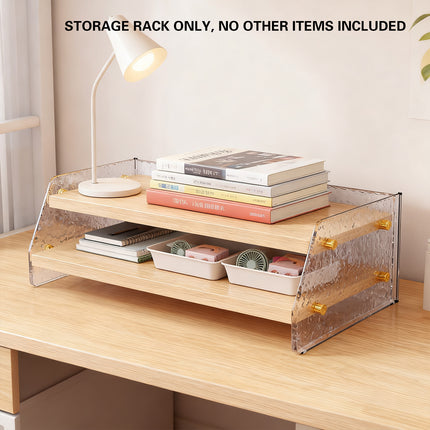 Double Layer Acrylic Desktop Organiser Stable Clear for Desk Monitor Riser Use