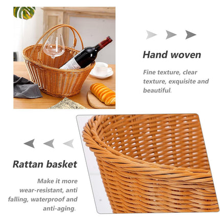 Portable Picnic Basket Imitation Rattan Storage Basket for Carrying and Picking