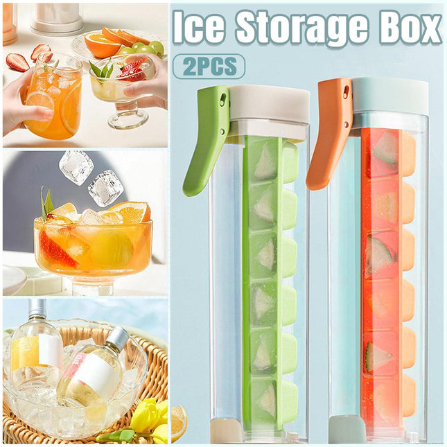 2pcs Press Ice Cube Tray 6 Grid Small Mould with Lid Ice Storage Box for Freezer