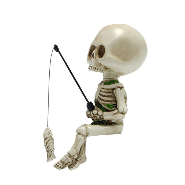 Skeleton Fishing Ornament Decorative Flower Pot Decoration for Home or Garden