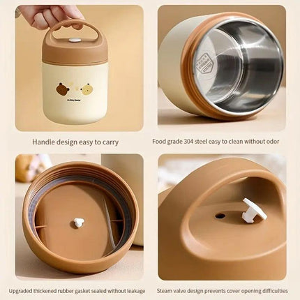 460ml Bear Insulated Soup Container Portable Box Breakfast Food Storage Box