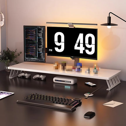Monitor Riser Stand 50x20x10cm Wood Effect Top Slatted Legs 3 Colours for Desk