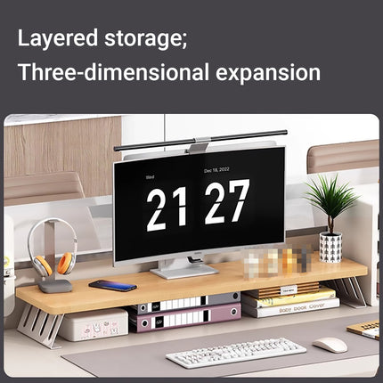 Monitor Riser Stand 50x20x10cm Wood Effect Top Slatted Legs 3 Colours for Desk