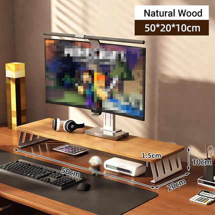 Monitor Riser Stand 50x20x10cm Wood Effect Top Slatted Legs 3 Colours for Desk
