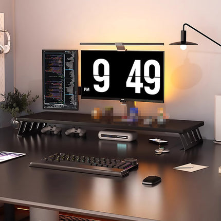 Monitor Riser Stand 50x20x10cm Wood Effect Top Slatted Legs 3 Colours for Desk