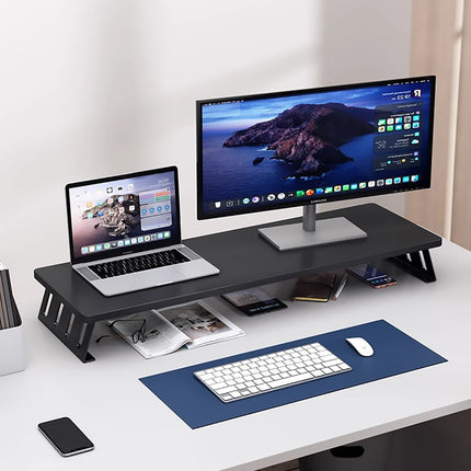 Monitor Riser Stand 50x20x10cm Wood Effect Top Slatted Legs 3 Colours for Desk