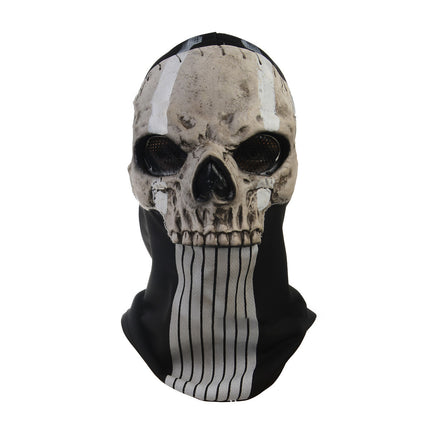 Tactical Full Face Skull Mask with Hood - Cosplay Halloween Costume Balaclava