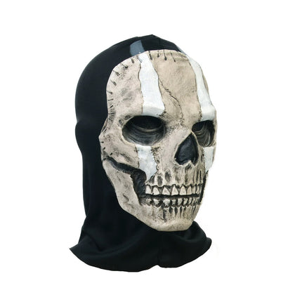 Tactical Full Face Skull Mask with Hood - Cosplay Halloween Costume Balaclava