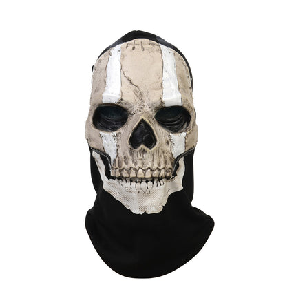 Tactical Full Face Skull Mask with Hood - Cosplay Halloween Costume Balaclava