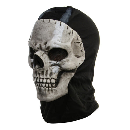 Tactical Full Face Skull Mask with Hood - Cosplay Halloween Costume Balaclava