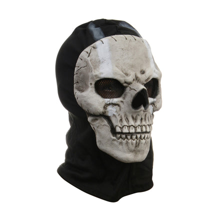 Tactical Full Face Skull Mask with Hood - Cosplay Halloween Costume Balaclava