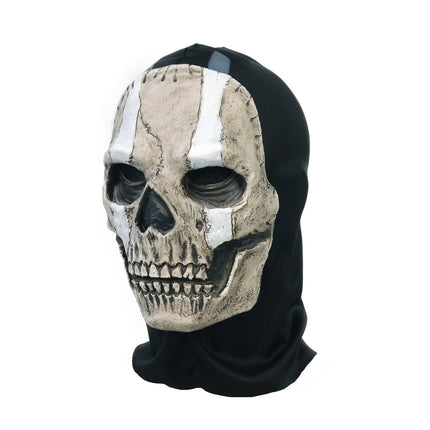 Tactical Full Face Skull Mask with Hood - Cosplay Halloween Costume Balaclava