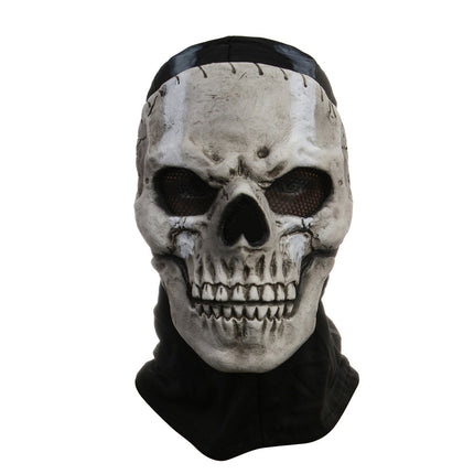 Tactical Full Face Skull Mask with Hood - Cosplay Halloween Costume Balaclava