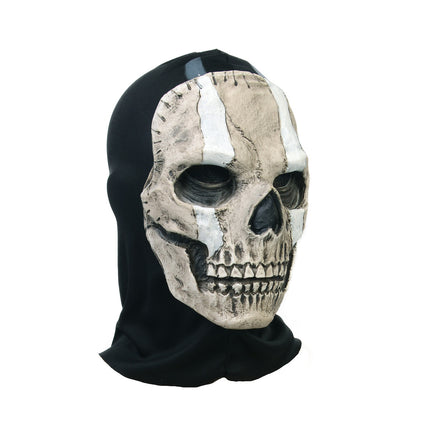 Tactical Full Face Skull Mask with Hood - Cosplay Halloween Costume Balaclava