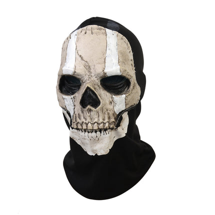 Tactical Full Face Skull Mask with Hood - Cosplay Halloween Costume Balaclava