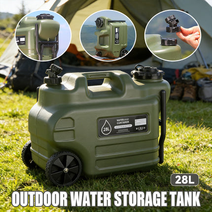 28L Portable Camping Water Storage Tank with Tap Leak Proof Easy Carry Handheld