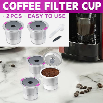 2 Pack Stainless Steel K-Cups Coffee Pod Filters Reusable Durable For Cafe