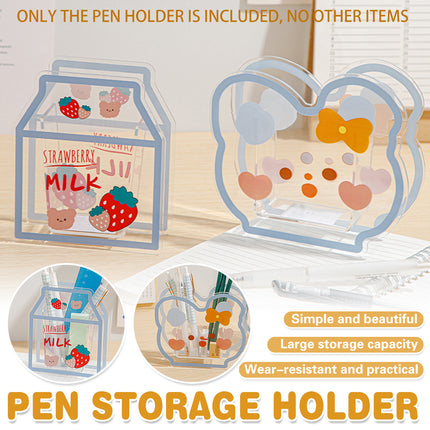 Acrylic Cartoon Pen Holder Cute Desk Organizer for Pens Pencils Stationery