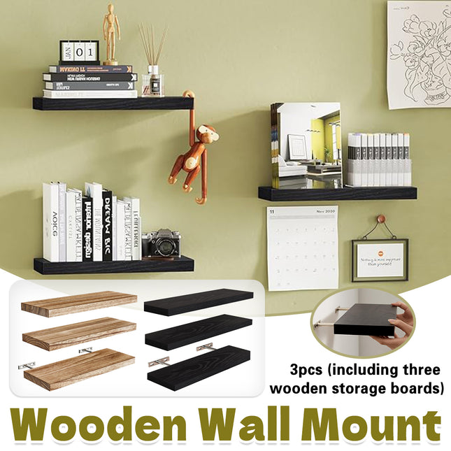 3 PCS Wooden Wall Shelf Single Board Wall Mounted Home Decor Living Room Bedroom