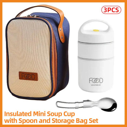 3pcs Insulated Lunch Box Soup Container Portable Breakfast Food Storage Box Set