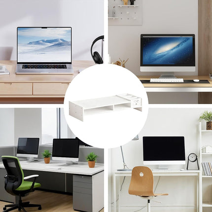 Multi-Function Monitor Riser Stand Space Saving Durable for Computer Desk Office