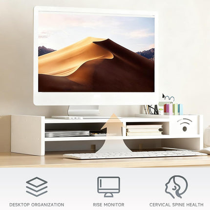 Multi-Function Monitor Riser Stand Space Saving Durable for Computer Desk Office