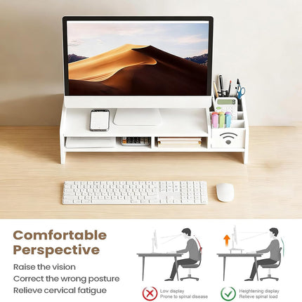 Multi-Function Monitor Riser Stand Space Saving Durable for Computer Desk Office