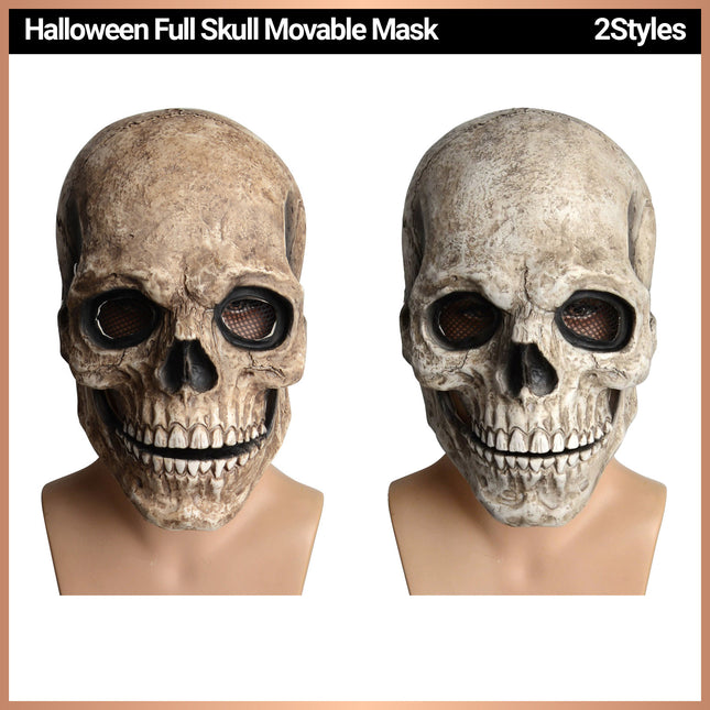 Realistic Latex Skull Halloween Mask with Movable Jaw - Costume Party Wear